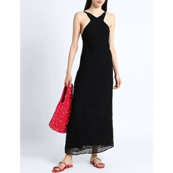 TOPSHOP‎ Womens Halter Neck Long Dress Black Size 6 Polyester - Picture 1 of 10
